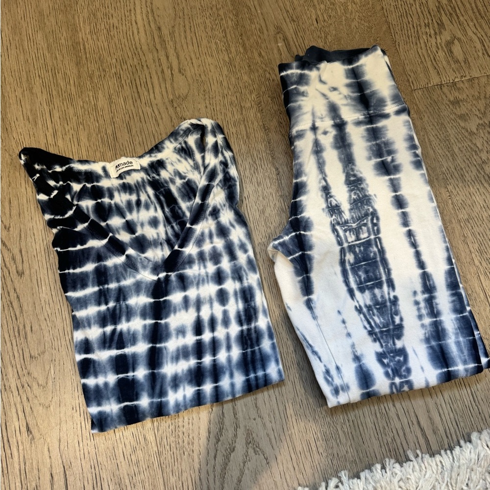 LAmade Navy and White Tie-Dye Tank and Leggings Set - Picture 3 of 5